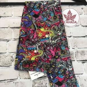 KID'S Cartoon Multi Print Full length Leggings Size S/M NWT
